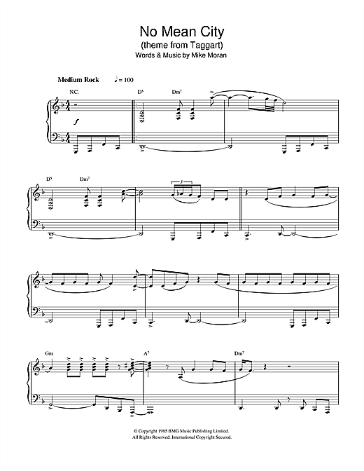 Preview Mike Moran No Mean City (theme from Taggart) Film and TV sheet music, notes and chords for Piano, SKU: 32318 sheet music, piano notes, chords, guitar tabs, score, transpose, transcribe, how to play, guide, download, learn, tutorial, progression, song, artist, awards, billboard, mtv, vh1, tour, single, album, release