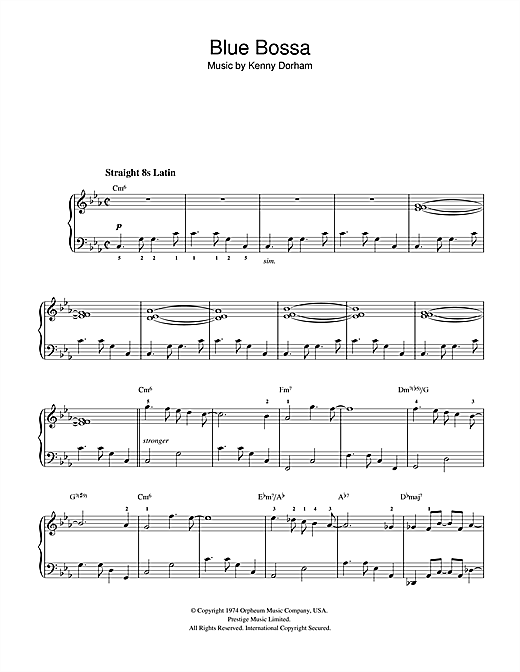 Preview Kenny Dorham Blue Bossa Jazz sheet music, notes and chords for Beginner Piano, SKU: 32330 sheet music, piano notes, chords, guitar tabs, score, transpose, transcribe, how to play, guide, download, learn, tutorial, progression, song, artist, awards, billboard, mtv, vh1, tour, single, album, release