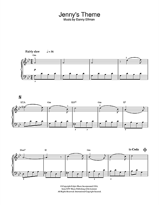 Preview Danny Elfman Jenny's Theme (from Big Fish) Film and TV sheet music, notes and chords for Easy Piano, SKU: 32355 sheet music, piano notes, chords, guitar tabs, score, transpose, transcribe, how to play, guide, download, learn, tutorial, progression, song, artist, awards, billboard, mtv, vh1, tour, single, album, release