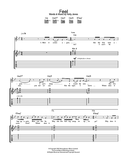 Preview Stereophonics Feel Rock sheet music, notes and chords for Guitar Tab, SKU: 32399 sheet music, piano notes, chords, guitar tabs, score, transpose, transcribe, how to play, guide, download, learn, tutorial, progression, song, artist, awards, billboard, mtv, vh1, tour, single, album, release