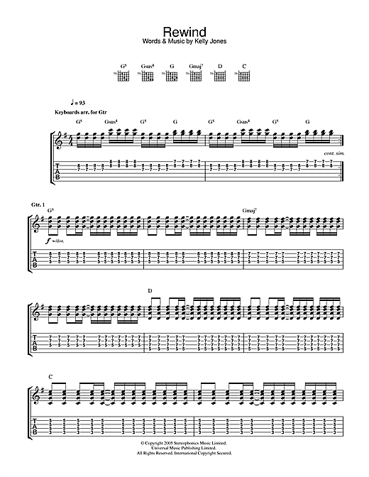Preview Stereophonics Rewind Rock sheet music, notes and chords for Guitar Tab, SKU: 32426 sheet music, piano notes, chords, guitar tabs, score, transpose, transcribe, how to play, guide, download, learn, tutorial, progression, song, artist, awards, billboard, mtv, vh1, tour, single, album, release