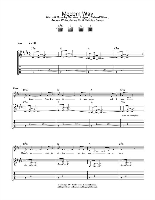 Preview Kaiser Chiefs Modern Way Rock sheet music, notes and chords for Guitar Tab, SKU: 32430 sheet music, piano notes, chords, guitar tabs, score, transpose, transcribe, how to play, guide, download, learn, tutorial, progression, song, artist, awards, billboard, mtv, vh1, tour, single, album, release
