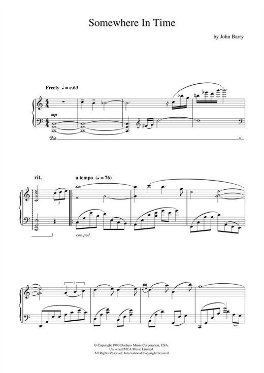 Preview John Barry Somewhere In Time Film and TV sheet music, notes and chords for Piano, SKU: 32441 sheet music, piano notes, chords, guitar tabs, score, transpose, transcribe, how to play, guide, download, learn, tutorial, progression, song, artist, awards, billboard, mtv, vh1, tour, single, album, release