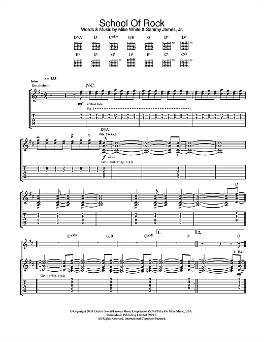 Preview Jack Black School Of Rock Rock sheet music, notes and chords for Guitar Tab, SKU: 32476 sheet music, piano notes, chords, guitar tabs, score, transpose, transcribe, how to play, guide, download, learn, tutorial, progression, song, artist, awards, billboard, mtv, vh1, tour, single, album, release