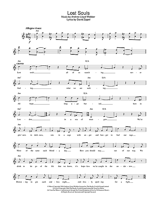 Preview Andrew Lloyd Webber Lost Souls (from The Woman In White) Musicals sheet music, notes and chords for Melody Line, Lyrics & Chords, SKU: 32512 sheet music, piano notes, chords, guitar tabs, score, transpose, transcribe, how to play, guide, download, learn, tutorial, progression, song, artist, awards, billboard, mtv, vh1, tour, single, album, release