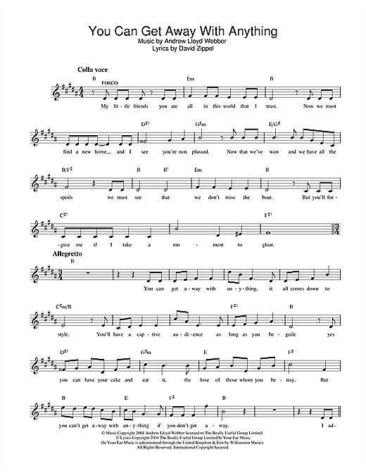 Preview Andrew Lloyd Webber You Can Get Away With Anything (from The Woman In White) Musicals sheet music, notes and chords for Melody Line, Lyrics & Chords, SKU: 32514 sheet music, piano notes, chords, guitar tabs, score, transpose, transcribe, how to play, guide, download, learn, tutorial, progression, song, artist, awards, billboard, mtv, vh1, tour, single, album, release