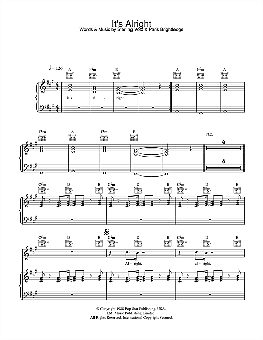 Preview Pet Shop Boys It's Alright Pop sheet music, notes and chords for Piano, Vocal & Guitar, SKU: 32521 sheet music, piano notes, chords, guitar tabs, score, transpose, transcribe, how to play, guide, download, learn, tutorial, progression, song, artist, awards, billboard, mtv, vh1, tour, single, album, release