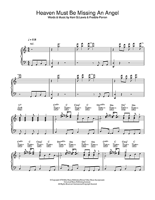 Preview Tavares Heaven Must Be Missing An Angel Disco sheet music, notes and chords for Piano, Vocal & Guitar (Right-Hand Melody), SKU: 32522 sheet music, piano notes, chords, guitar tabs, score, transpose, transcribe, how to play, guide, download, learn, tutorial, progression, song, artist, awards, billboard, mtv, vh1, tour, single, album, release