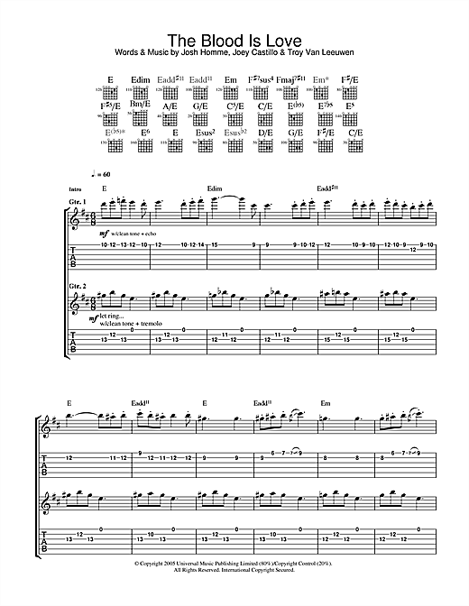 Preview Queens Of The Stone Age The Blood Is Love Metal sheet music, notes and chords for Guitar Tab, SKU: 32533 sheet music, piano notes, chords, guitar tabs, score, transpose, transcribe, how to play, guide, download, learn, tutorial, progression, song, artist, awards, billboard, mtv, vh1, tour, single, album, release