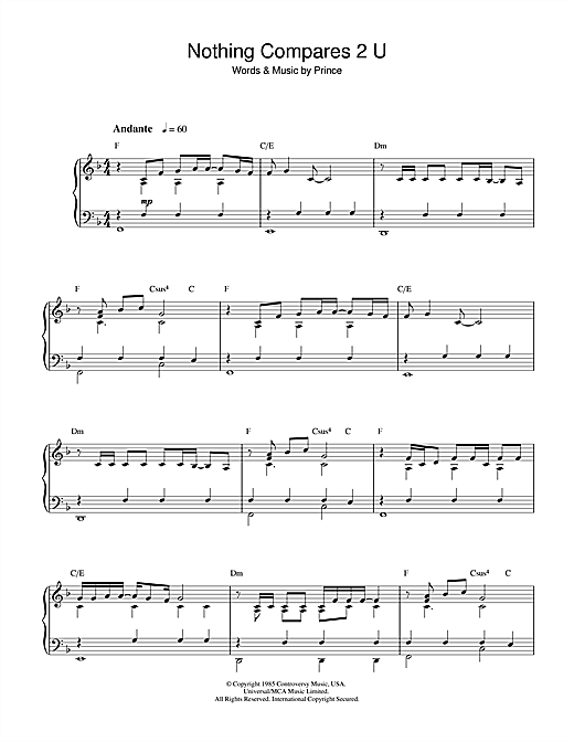 Preview Sinead O'Connor Nothing Compares 2 U Pop sheet music, notes and chords for Piano, SKU: 32540 sheet music, piano notes, chords, guitar tabs, score, transpose, transcribe, how to play, guide, download, learn, tutorial, progression, song, artist, awards, billboard, mtv, vh1, tour, single, album, release