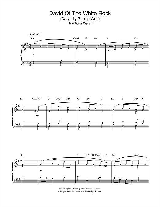 Preview Welsh Folksong David Of The White Rock Folk sheet music, notes and chords for Piano, SKU: 32544 sheet music, piano notes, chords, guitar tabs, score, transpose, transcribe, how to play, guide, download, learn, tutorial, progression, song, artist, awards, billboard, mtv, vh1, tour, single, album, release