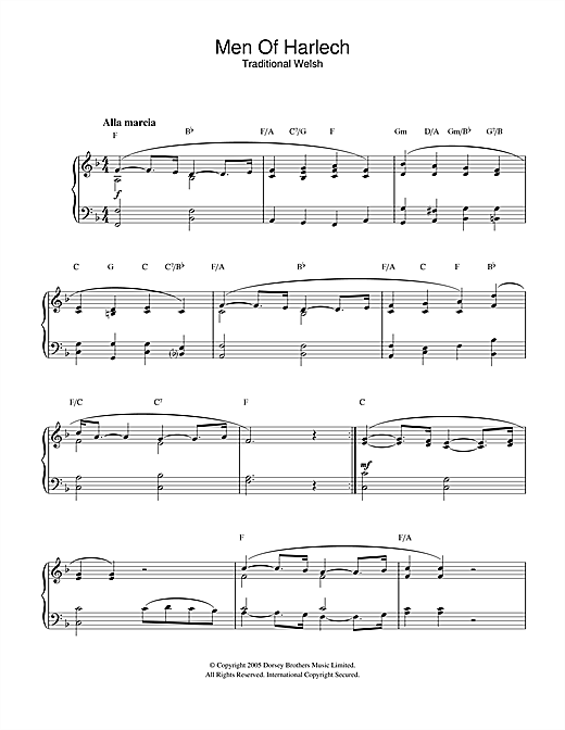 Preview Welsh Folksong Men Of Harlech Traditional sheet music, notes and chords for Piano, SKU: 32555 sheet music, piano notes, chords, guitar tabs, score, transpose, transcribe, how to play, guide, download, learn, tutorial, progression, song, artist, awards, billboard, mtv, vh1, tour, single, album, release