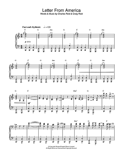 Preview The Proclaimers Letter From America Pop sheet music, notes and chords for Piano, SKU: 32558 sheet music, piano notes, chords, guitar tabs, score, transpose, transcribe, how to play, guide, download, learn, tutorial, progression, song, artist, awards, billboard, mtv, vh1, tour, single, album, release
