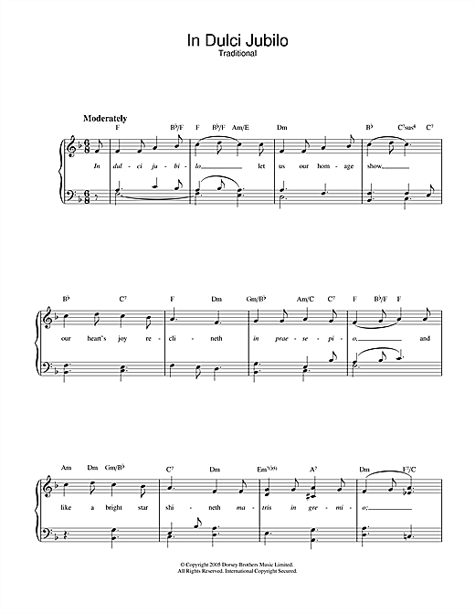 Preview Christmas Carol In Dulci Jubilo Christmas sheet music, notes and chords for Piano, Vocal & Guitar (Right-Hand Melody), SKU: 32568 sheet music, piano notes, chords, guitar tabs, score, transpose, transcribe, how to play, guide, download, learn, tutorial, progression, song, artist, awards, billboard, mtv, vh1, tour, single, album, release