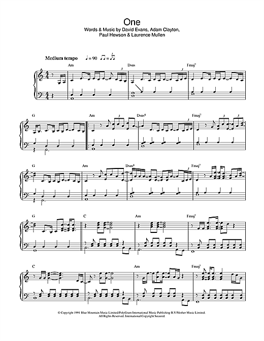 Preview U2 One Rock sheet music, notes and chords for Piano, SKU: 32570 sheet music, piano notes, chords, guitar tabs, score, transpose, transcribe, how to play, guide, download, learn, tutorial, progression, song, artist, awards, billboard, mtv, vh1, tour, single, album, release