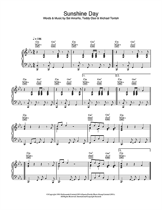 Preview Osibisa Sunshine Day Pop sheet music, notes and chords for Piano, Vocal & Guitar (Right-Hand Melody), SKU: 32572 sheet music, piano notes, chords, guitar tabs, score, transpose, transcribe, how to play, guide, download, learn, tutorial, progression, song, artist, awards, billboard, mtv, vh1, tour, single, album, release
