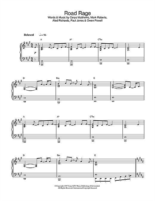 Preview Catatonia Road Rage Pop sheet music, notes and chords for Piano, SKU: 32575 sheet music, piano notes, chords, guitar tabs, score, transpose, transcribe, how to play, guide, download, learn, tutorial, progression, song, artist, awards, billboard, mtv, vh1, tour, single, album, release