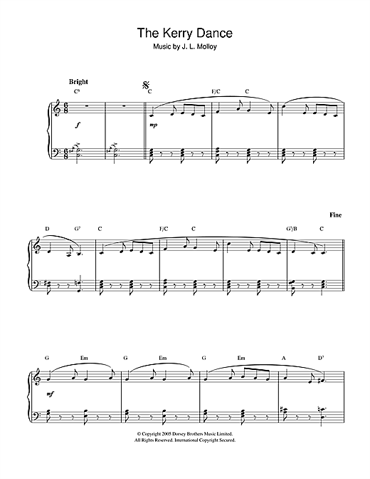 Preview James L. Molloy The Kerry Dance Folk sheet music, notes and chords for Piano, SKU: 32585 sheet music, piano notes, chords, guitar tabs, score, transpose, transcribe, how to play, guide, download, learn, tutorial, progression, song, artist, awards, billboard, mtv, vh1, tour, single, album, release