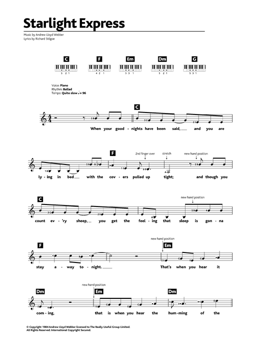 Preview Andrew Lloyd Webber Starlight Express Musicals sheet music, notes and chords for Keyboard, SKU: 32591 sheet music, piano notes, chords, guitar tabs, score, transpose, transcribe, how to play, guide, download, learn, tutorial, progression, song, artist, awards, billboard, mtv, vh1, tour, single, album, release