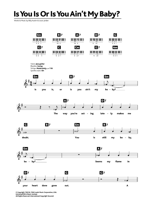 Preview Diana Krall Is You Is Or Is You Ain't My Baby? Jazz sheet music, notes and chords for Keyboard, SKU: 32592 sheet music, piano notes, chords, guitar tabs, score, transpose, transcribe, how to play, guide, download, learn, tutorial, progression, song, artist, awards, billboard, mtv, vh1, tour, single, album, release