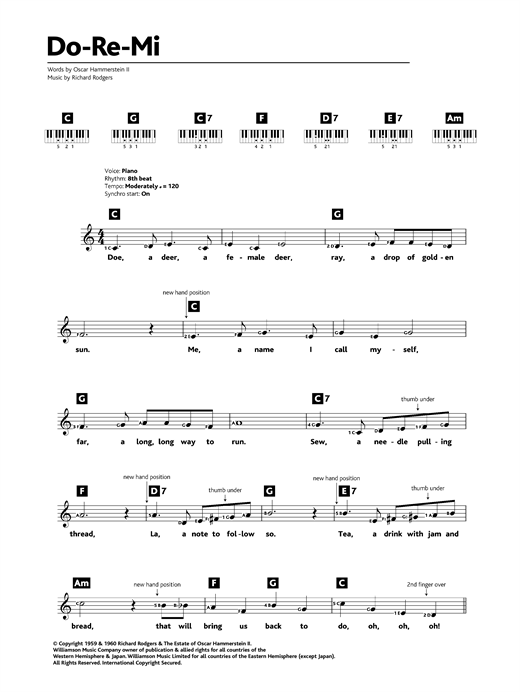 Preview Rodgers & Hammerstein Do-Re-Mi (from The Sound Of Music) Musicals sheet music, notes and chords for Keyboard, SKU: 32598 sheet music, piano notes, chords, guitar tabs, score, transpose, transcribe, how to play, guide, download, learn, tutorial, progression, song, artist, awards, billboard, mtv, vh1, tour, single, album, release