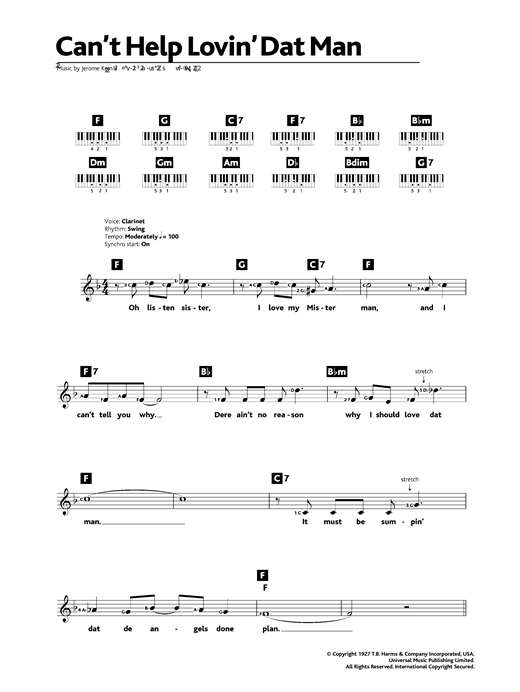 Preview Jerome Kern Can't Help Lovin' Dat Man (from Show Boat) Musicals sheet music, notes and chords for Keyboard, SKU: 32601 sheet music, piano notes, chords, guitar tabs, score, transpose, transcribe, how to play, guide, download, learn, tutorial, progression, song, artist, awards, billboard, mtv, vh1, tour, single, album, release