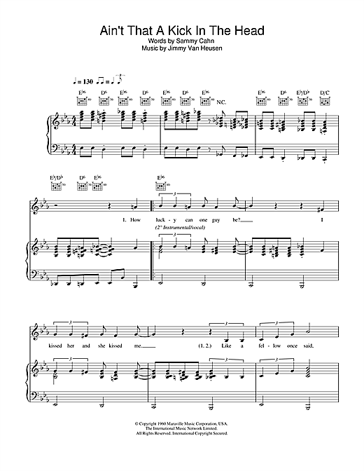 Preview Robbie Williams Ain't That A Kick In The Head Pop sheet music, notes and chords for Piano, Vocal & Guitar (Right-Hand Melody), SKU: 32603 sheet music, piano notes, chords, guitar tabs, score, transpose, transcribe, how to play, guide, download, learn, tutorial, progression, song, artist, awards, billboard, mtv, vh1, tour, single, album, release