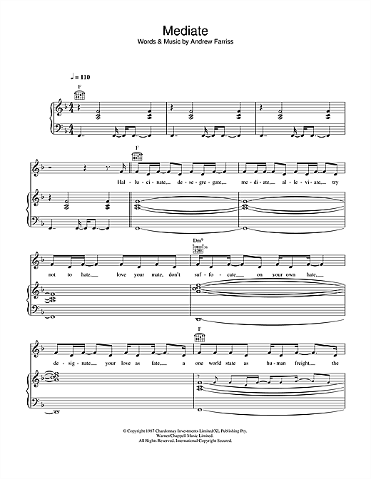Preview INXS Mediate Rock sheet music, notes and chords for Piano, Vocal & Guitar, SKU: 32628 sheet music, piano notes, chords, guitar tabs, score, transpose, transcribe, how to play, guide, download, learn, tutorial, progression, song, artist, awards, billboard, mtv, vh1, tour, single, album, release