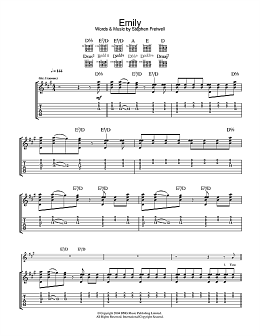 Preview Stephen Fretwell Emily Pop sheet music, notes and chords for Guitar Tab, SKU: 32655 sheet music, piano notes, chords, guitar tabs, score, transpose, transcribe, how to play, guide, download, learn, tutorial, progression, song, artist, awards, billboard, mtv, vh1, tour, single, album, release