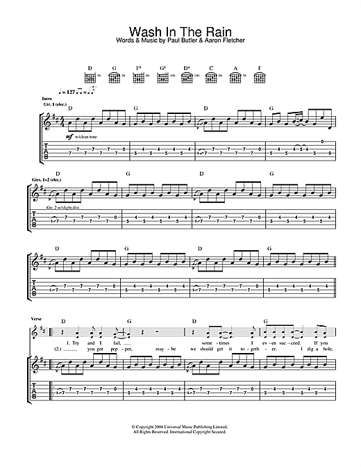 Preview The Bees Wash In The Rain Rock sheet music, notes and chords for Guitar Tab, SKU: 32657 sheet music, piano notes, chords, guitar tabs, score, transpose, transcribe, how to play, guide, download, learn, tutorial, progression, song, artist, awards, billboard, mtv, vh1, tour, single, album, release