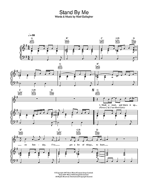 Preview Oasis Stand By Me Rock sheet music, notes and chords for Violin, SKU: 32669 sheet music, piano notes, chords, guitar tabs, score, transpose, transcribe, how to play, guide, download, learn, tutorial, progression, song, artist, awards, billboard, mtv, vh1, tour, single, album, release