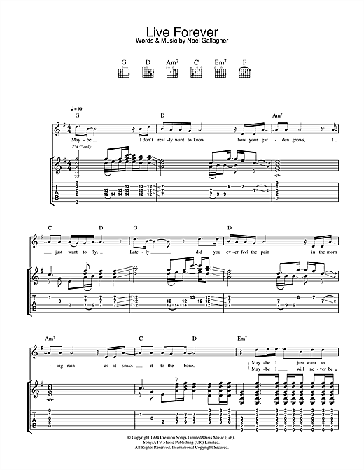 Preview Oasis Live Forever Rock sheet music, notes and chords for Guitar Tab, SKU: 32684 sheet music, piano notes, chords, guitar tabs, score, transpose, transcribe, how to play, guide, download, learn, tutorial, progression, song, artist, awards, billboard, mtv, vh1, tour, single, album, release