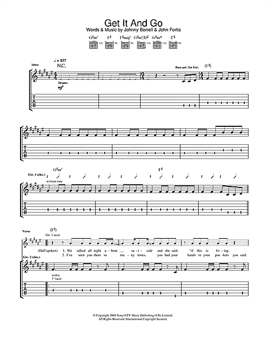 Preview Razorlight Get It And Go Rock sheet music, notes and chords for Guitar Tab, SKU: 32706 sheet music, piano notes, chords, guitar tabs, score, transpose, transcribe, how to play, guide, download, learn, tutorial, progression, song, artist, awards, billboard, mtv, vh1, tour, single, album, release