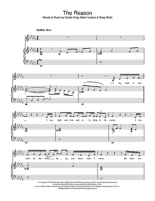 Preview Celine Dion The Reason Ballad sheet music, notes and chords for Piano & Vocal, SKU: 32710 sheet music, piano notes, chords, guitar tabs, score, transpose, transcribe, how to play, guide, download, learn, tutorial, progression, song, artist, awards, billboard, mtv, vh1, tour, single, album, release