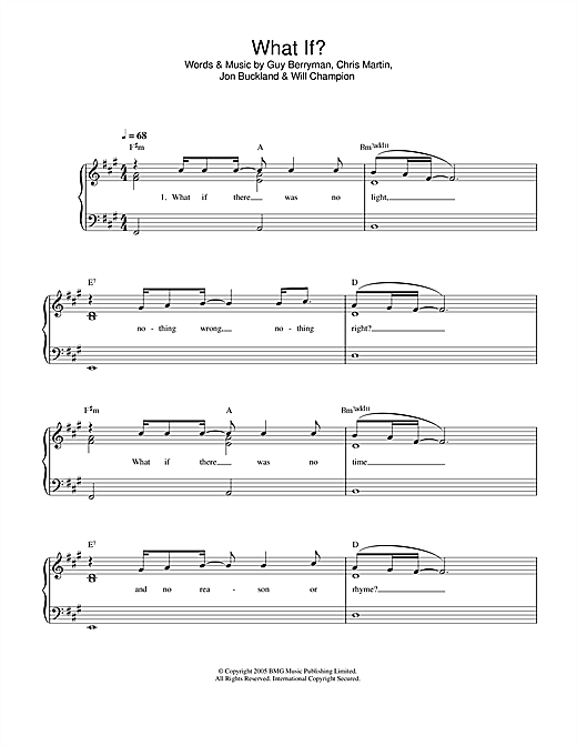Preview Coldplay What If? Rock sheet music, notes and chords for Easy Piano, SKU: 32724 sheet music, piano notes, chords, guitar tabs, score, transpose, transcribe, how to play, guide, download, learn, tutorial, progression, song, artist, awards, billboard, mtv, vh1, tour, single, album, release