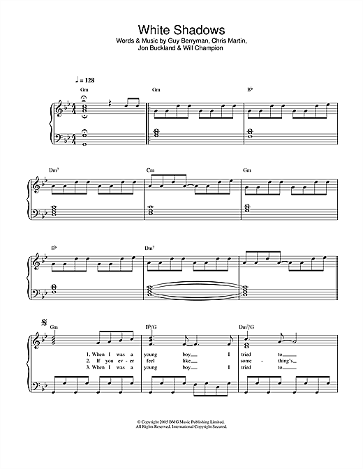 Preview Coldplay White Shadows Rock sheet music, notes and chords for Easy Piano, SKU: 32725 sheet music, piano notes, chords, guitar tabs, score, transpose, transcribe, how to play, guide, download, learn, tutorial, progression, song, artist, awards, billboard, mtv, vh1, tour, single, album, release