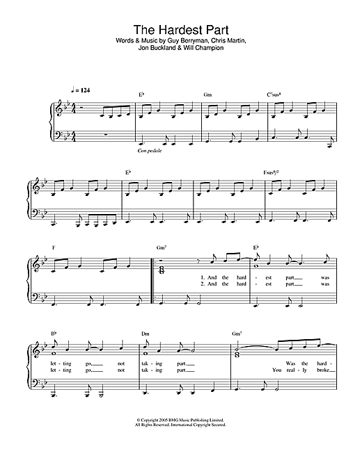 Preview Coldplay The Hardest Part Rock sheet music, notes and chords for Easy Piano, SKU: 32731 sheet music, piano notes, chords, guitar tabs, score, transpose, transcribe, how to play, guide, download, learn, tutorial, progression, song, artist, awards, billboard, mtv, vh1, tour, single, album, release