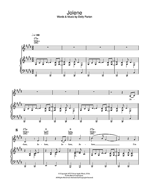 Preview Dolly Parton Jolene Country sheet music, notes and chords for Piano, Vocal & Guitar, SKU: 32757 sheet music, piano notes, chords, guitar tabs, score, transpose, transcribe, how to play, guide, download, learn, tutorial, progression, song, artist, awards, billboard, mtv, vh1, tour, single, album, release