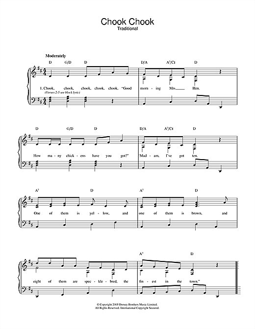 Preview Traditional Chook Chook Children sheet music, notes and chords for Piano & Vocal, SKU: 32790 sheet music, piano notes, chords, guitar tabs, score, transpose, transcribe, how to play, guide, download, learn, tutorial, progression, song, artist, awards, billboard, mtv, vh1, tour, single, album, release