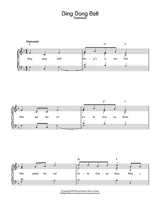 Preview Traditional Ding Dong Bell Children sheet music, notes and chords for Piano & Vocal, SKU: 32792 sheet music, piano notes, chords, guitar tabs, score, transpose, transcribe, how to play, guide, download, learn, tutorial, progression, song, artist, awards, billboard, mtv, vh1, tour, single, album, release