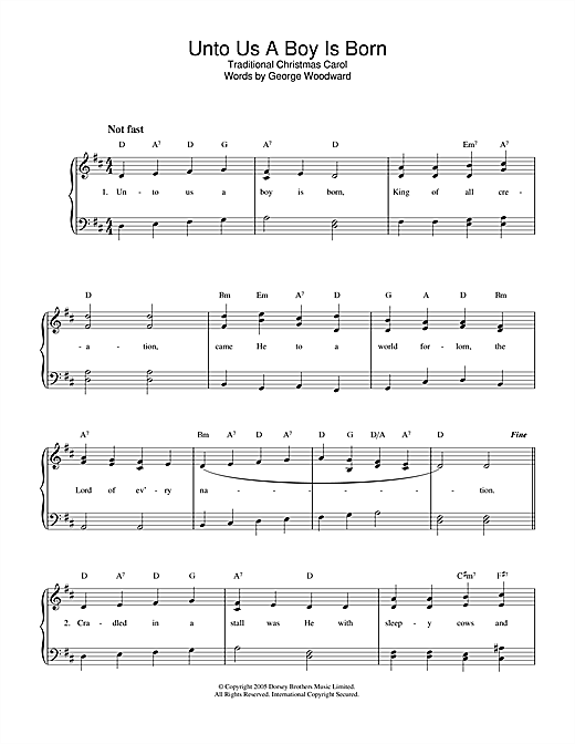 Preview Christmas Carol Unto Us A Boy Is Born Christmas sheet music, notes and chords for Piano & Vocal, SKU: 32809 sheet music, piano notes, chords, guitar tabs, score, transpose, transcribe, how to play, guide, download, learn, tutorial, progression, song, artist, awards, billboard, mtv, vh1, tour, single, album, release