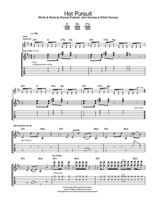 Preview The Bravery Hot Pursuit Rock sheet music, notes and chords for Guitar Tab, SKU: 32834 sheet music, piano notes, chords, guitar tabs, score, transpose, transcribe, how to play, guide, download, learn, tutorial, progression, song, artist, awards, billboard, mtv, vh1, tour, single, album, release