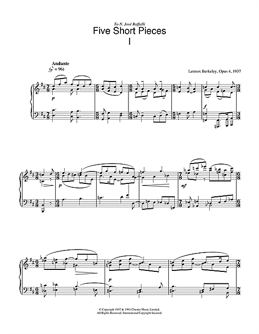 Preview Lennox Berkeley Five Short Pieces, No.1, Op.4 Classical sheet music, notes and chords for Piano, SKU: 32844 sheet music, piano notes, chords, guitar tabs, score, transpose, transcribe, how to play, guide, download, learn, tutorial, progression, song, artist, awards, billboard, mtv, vh1, tour, single, album, release