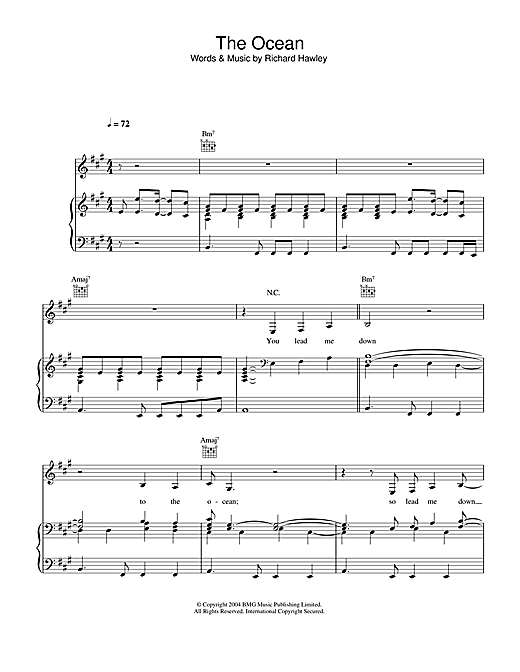 Preview Richard Hawley The Ocean Pop sheet music, notes and chords for Piano, Vocal & Guitar (Right-Hand Melody), SKU: 32863 sheet music, piano notes, chords, guitar tabs, score, transpose, transcribe, how to play, guide, download, learn, tutorial, progression, song, artist, awards, billboard, mtv, vh1, tour, single, album, release