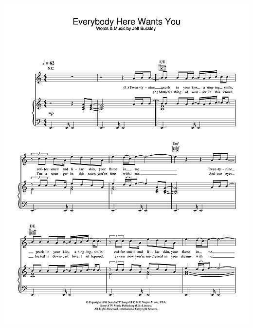 Preview Jeff Buckley Everybody Here Wants You Pop sheet music, notes and chords for Guitar Tab, SKU: 32872 sheet music, piano notes, chords, guitar tabs, score, transpose, transcribe, how to play, guide, download, learn, tutorial, progression, song, artist, awards, billboard, mtv, vh1, tour, single, album, release