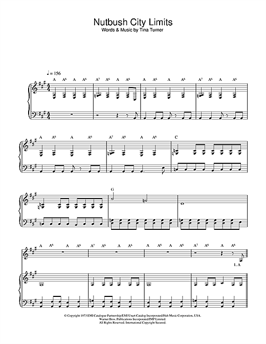 Preview Ike & Tina Turner Nutbush City Limits Soul sheet music, notes and chords for Piano & Vocal, SKU: 32907 sheet music, piano notes, chords, guitar tabs, score, transpose, transcribe, how to play, guide, download, learn, tutorial, progression, song, artist, awards, billboard, mtv, vh1, tour, single, album, release