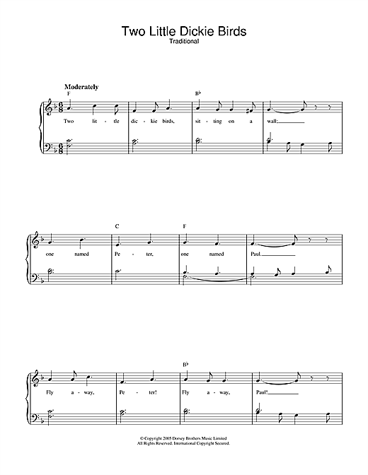 Preview Traditional Two Little Dickie Birds Children sheet music, notes and chords for Piano & Vocal, SKU: 32916 sheet music, piano notes, chords, guitar tabs, score, transpose, transcribe, how to play, guide, download, learn, tutorial, progression, song, artist, awards, billboard, mtv, vh1, tour, single, album, release