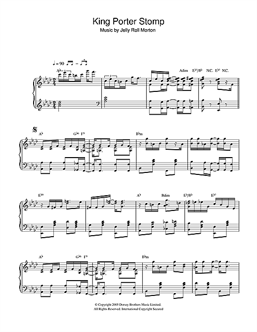 Preview Jelly Roll Morton King Porter Stomp Jazz sheet music, notes and chords for Piano, SKU: 32922 sheet music, piano notes, chords, guitar tabs, score, transpose, transcribe, how to play, guide, download, learn, tutorial, progression, song, artist, awards, billboard, mtv, vh1, tour, single, album, release