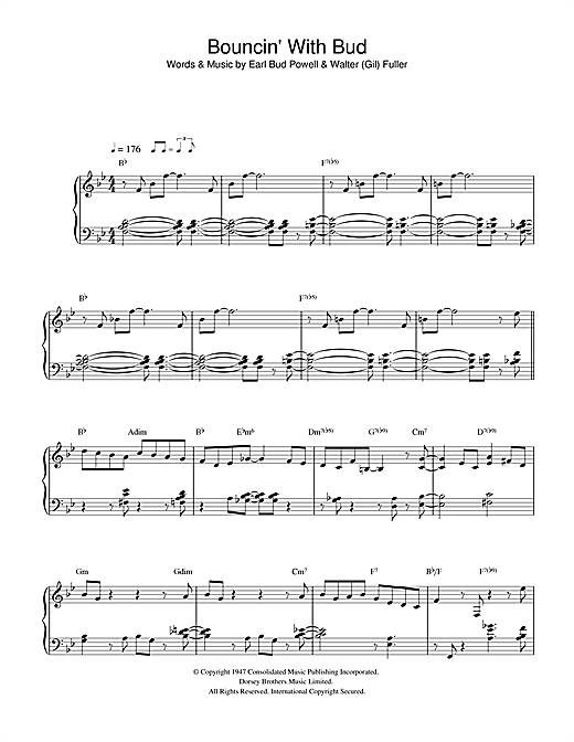 Preview Bud Powell Bouncing With Bud Jazz sheet music, notes and chords for Piano, SKU: 32936 sheet music, piano notes, chords, guitar tabs, score, transpose, transcribe, how to play, guide, download, learn, tutorial, progression, song, artist, awards, billboard, mtv, vh1, tour, single, album, release