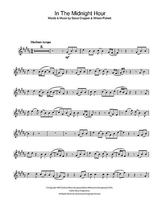 Preview Wilson Pickett In The Midnight Hour Soul sheet music, notes and chords for Alto Saxophone, SKU: 32940 sheet music, piano notes, chords, guitar tabs, score, transpose, transcribe, how to play, guide, download, learn, tutorial, progression, song, artist, awards, billboard, mtv, vh1, tour, single, album, release